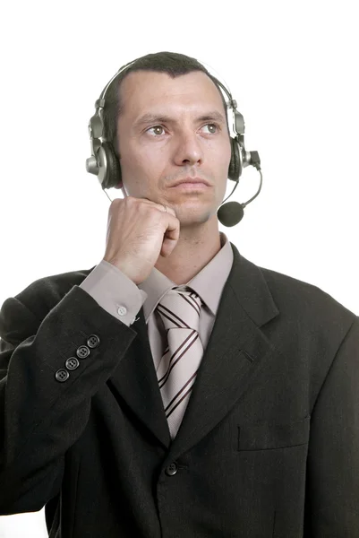 Young Call Center Man Talking Phone — Stock Photo, Image