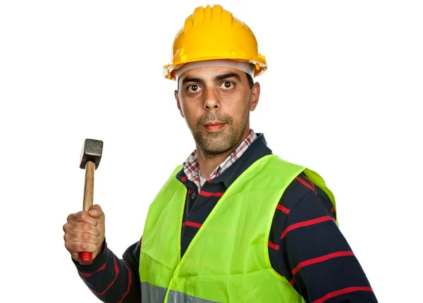 Young Casual Worker Portrait Hammer — Stock Photo, Image