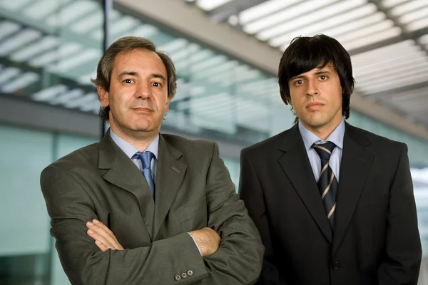 Two Young Business Men Portrait Focus Right Man — Stock Photo, Image