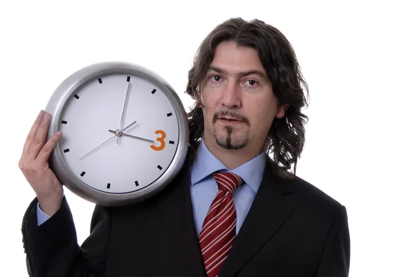 Business Man Clock White Background — Stock Photo, Image