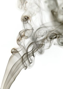 Dark smoke from a cigarrette in white background clipart