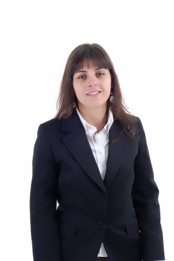 Beyaz arka planda genç iş kadını portre