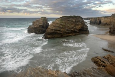 Güney Portekiz algarve plaj gün batımında
