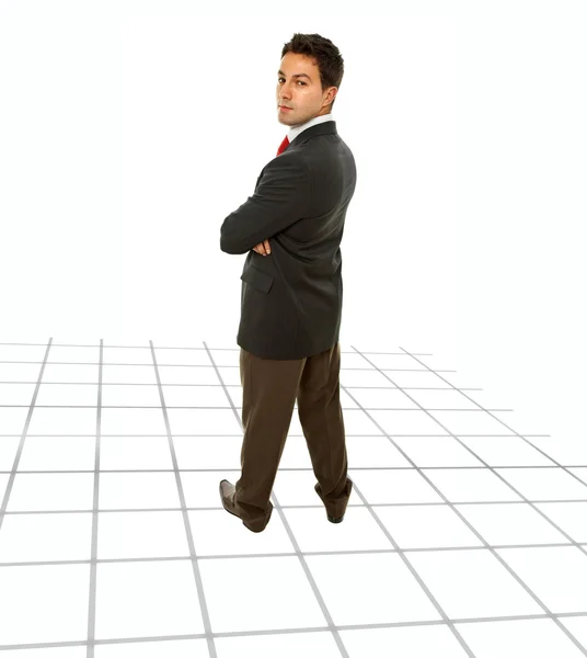 Young Business Man Looking Back Full Body Picture — Stock Photo, Image