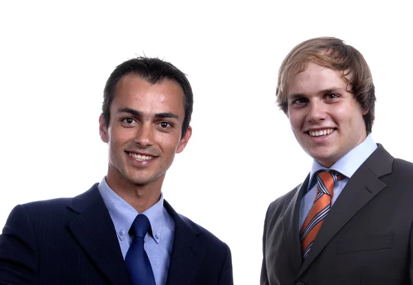 Két Fiatal Üzleti Férfi Portré Fehér — Stock Fotó