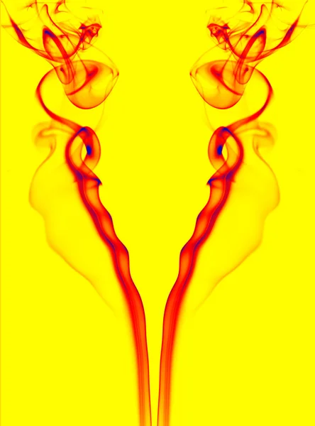 Abstract Colored Smoke Lines Yellow Background — Stock Photo, Image