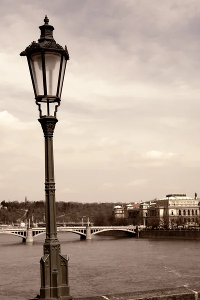 Gamla Bilden Floden Vlatva Prag Stad Digitalt Arbete — Stockfoto
