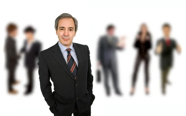Volwassen Business Man Portret Met Een Aantal Rug — Stockfoto