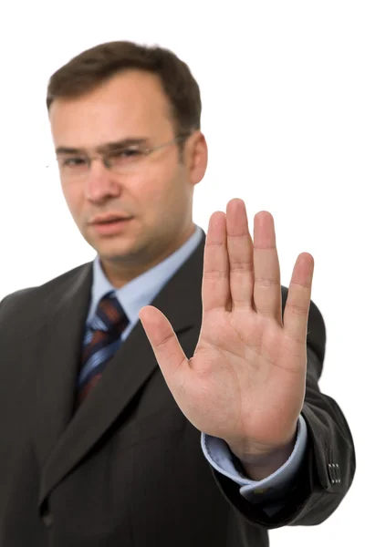 Business Man Making Stop Focus Hand — Stock Photo, Image