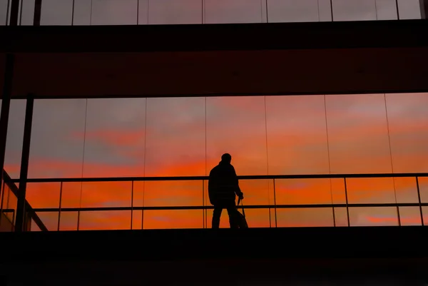 Business Man Modern Buildind Sunset — Stock Photo, Image