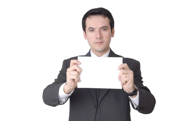 Business Man Empty White Card — Stock Photo, Image