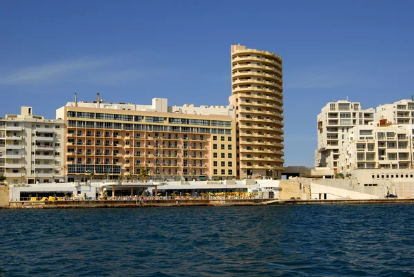 stock image big hotel in the coast at Malta island