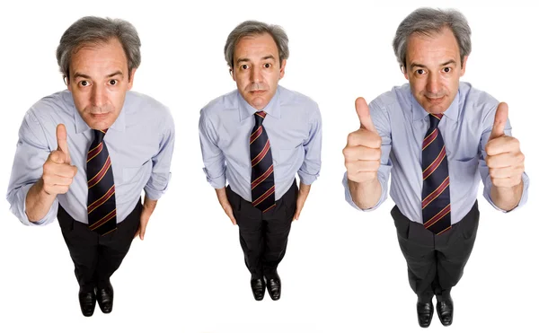 Mature Businessman Different Positions Isolated White — Stock Photo, Image