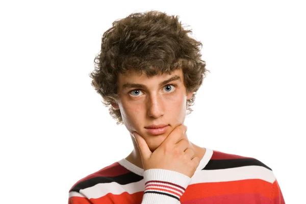 Casual Genç Adam Portresi Üzerinde Beyaz Izole — Stok fotoğraf