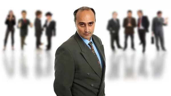 Volwassen Business Man Portret Met Een Aantal Rug — Stockfoto