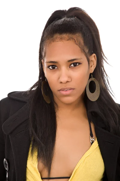 Jonge Mooie Afrikaanse Vrouw Portret Geïsoleerd Wit — Stockfoto