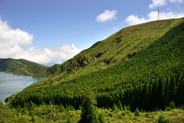 Lac Feu Dans Les Açores Île Sao Miguel — Photo