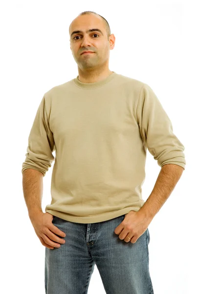 Jovem Casual Homem Retrato Isolado Branco — Fotografia de Stock