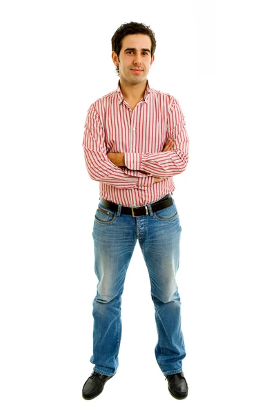 Young Casual Man Full Body White Background — Stock Photo, Image
