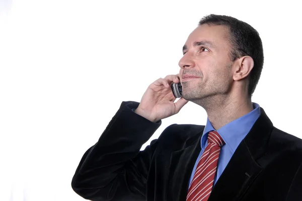 Jovem Homem Negócios Telefone Isolado — Fotografia de Stock