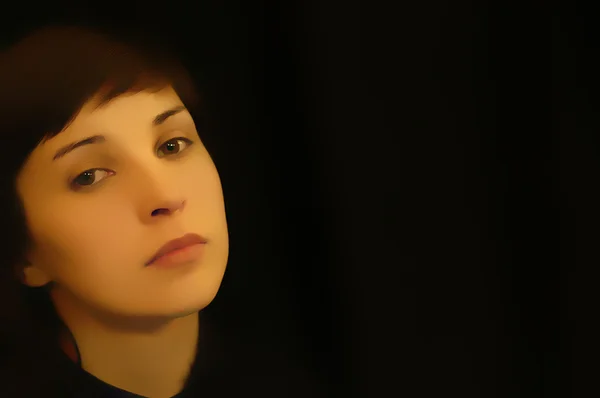 Jonge Vrouw Close Portret Zwarte Achtergrond — Stockfoto