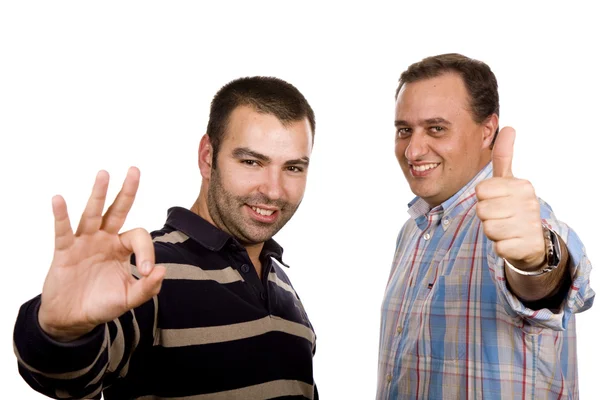 Two Casual Young Men Portrait Isolated White Background — Stock Photo, Image