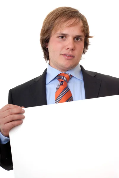 Young Business Man Empty Card — Stock Photo, Image