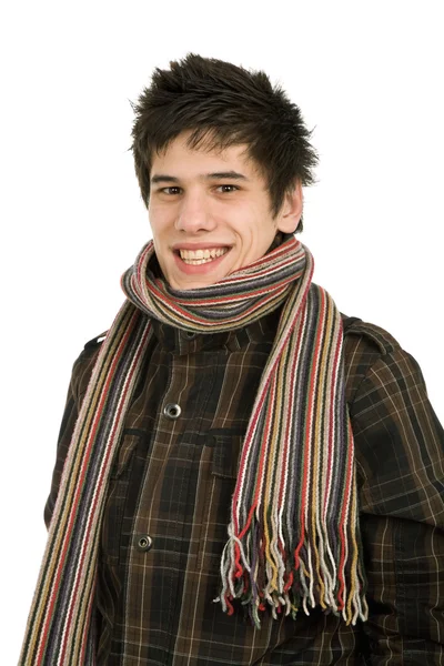Στούντιο Εικόνα Ενός Νεαρού Άνδρα Ντυμένος Για Χειμώνα — Φωτογραφία Αρχείου