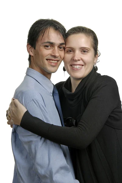 Junges Lässiges Verliebtes Paar Isoliert Auf Weiß — Stockfoto