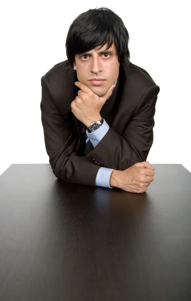 Young Worried Business Man Desk — Stock Photo, Image