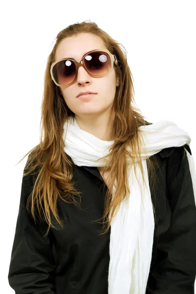 Genç Casual Kadın Portresi Üzerinde Beyaz Izole — Stok fotoğraf