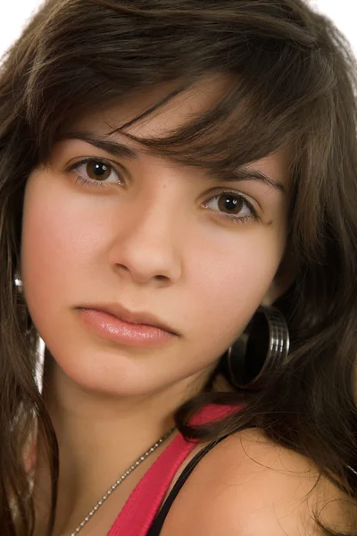 Genç Güzel Kadın Portresi Üzerinde Beyaz Izole — Stok fotoğraf
