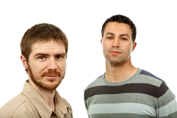 Two Young Casual Men Portrait Isolated White — Stock Photo, Image