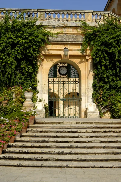Old Architecture Door Clock Medieval Building Malta — Stock Photo, Image