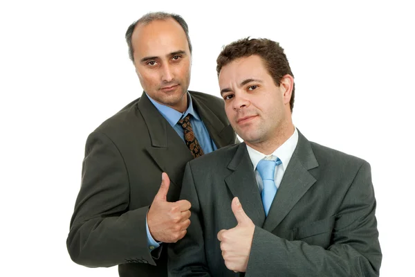 Dwie Firmy Mężczyźni Portret Będzie Kciuk — Zdjęcie stockowe