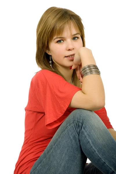 Young Casual Blonde Woman Close Portrait — Stock Photo, Image