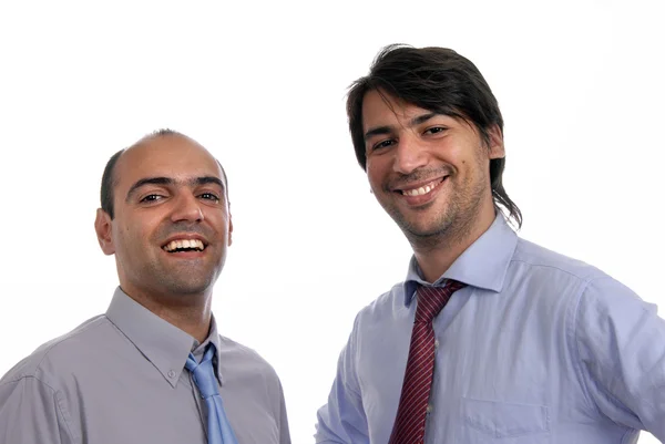 Dva Mladí Podnikání Muži Portrét Bílém Pozadí — Stock fotografie