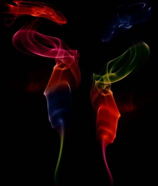 Abstract Gekleurde Rook Een Zwarte Achtergrond — Stockfoto