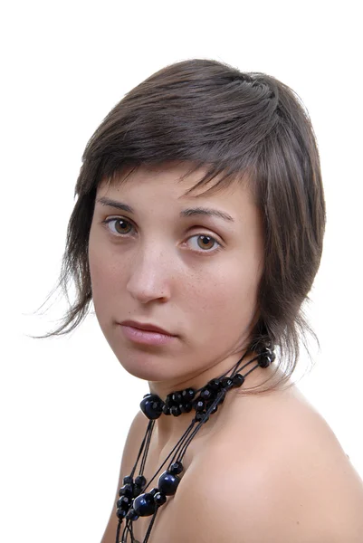 Retrato Casual Mujer Joven Aislado Blanco — Foto de Stock