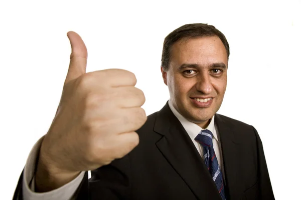 Business Man Going Thumb Isolated White — Stock Photo, Image