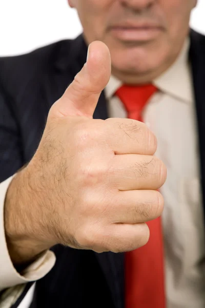 Рука Йде Великий Палець Вгору Деталі Бізнесмена — стокове фото