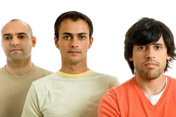 Tři Neformální Muži Izolovaných Bílém Pozadí — Stock fotografie