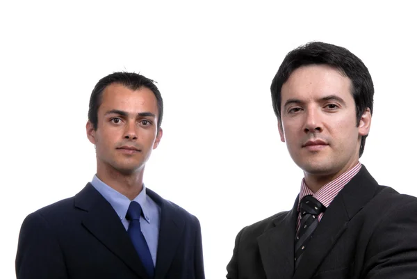 Two Young Business Men Portrait White Focus Right Man Stock Image