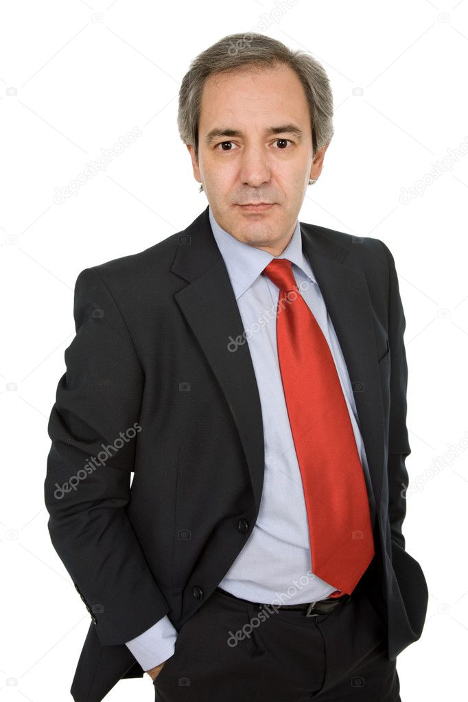 Mature business man portrait in white background