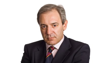 Beyaz arka planda olgun iş adamı portresi