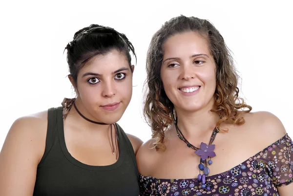 Duas Mulheres Casuais Jovens Foco Mulher Esquerda — Fotografia de Stock