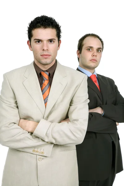 Dos Hombres Negocios Jóvenes Retrato Blanco Centrarse Hombre Izquierda — Foto de Stock