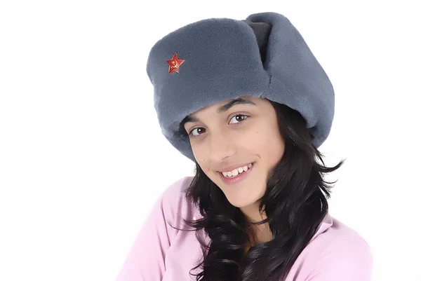 Young Girl Russian Hat Portrait — Stock Photo, Image
