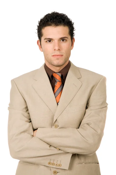 在白色背景的年轻商业男人肖像 — 图库照片