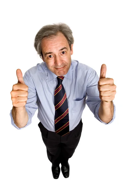 Business Man Going Thumbs Isolated White — Stock Photo, Image